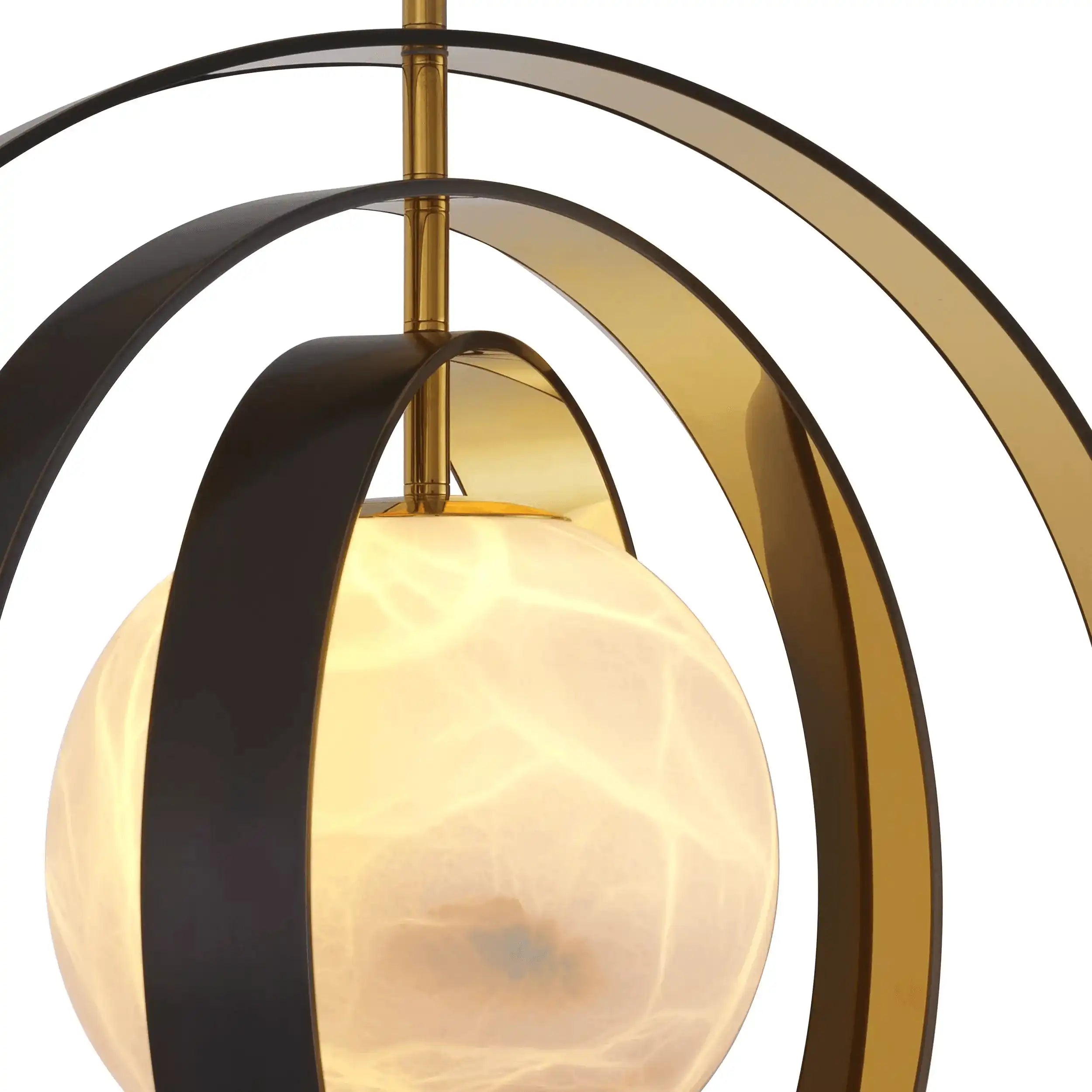 Pearl Hängeleuchte Bronze-Highlight-Finish Goldfinish Alabaster Material Unikat - HomeDesign Knaus