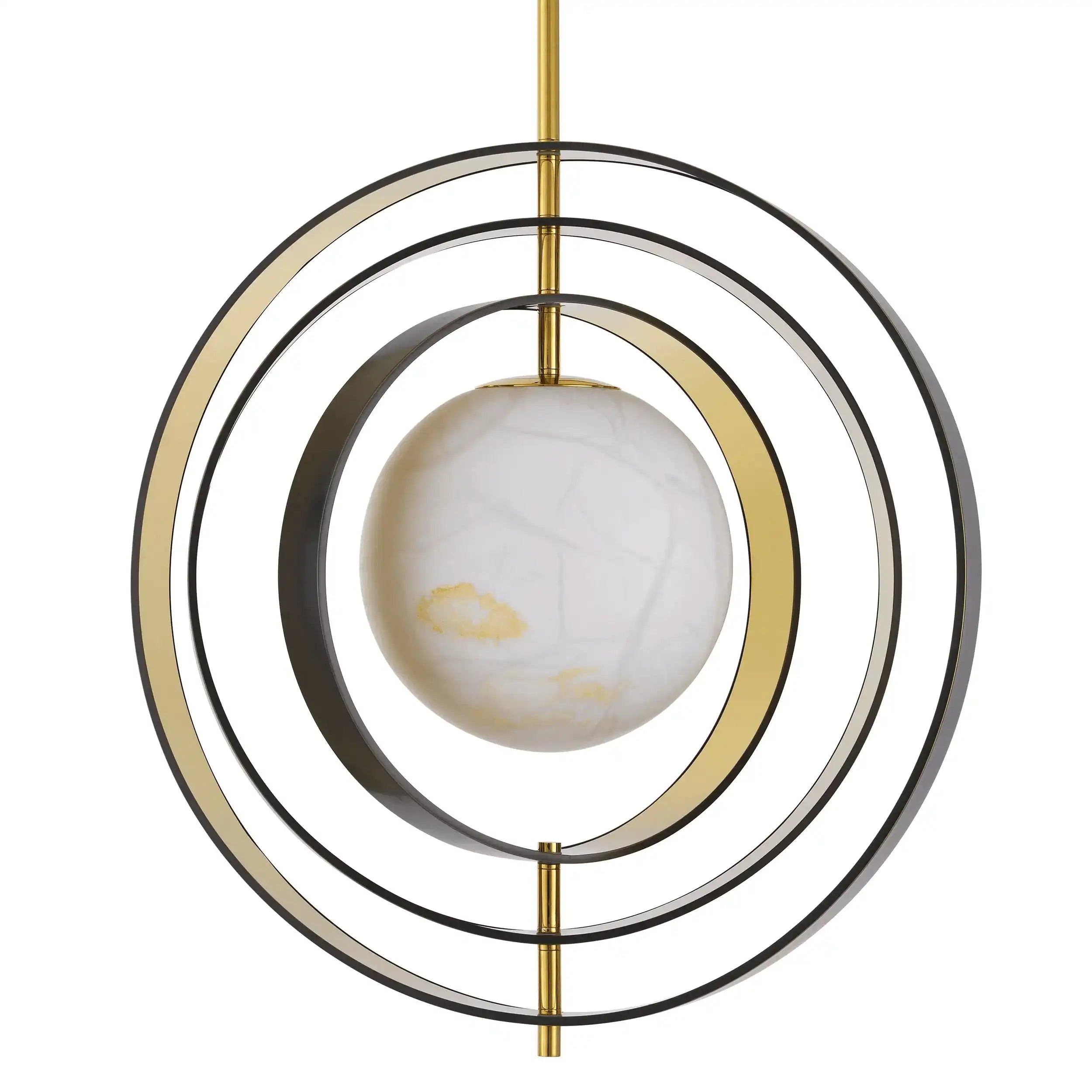 Pearl Hängeleuchte Bronze-Highlight-Finish Goldfinish Alabaster Material Unikat - HomeDesign Knaus