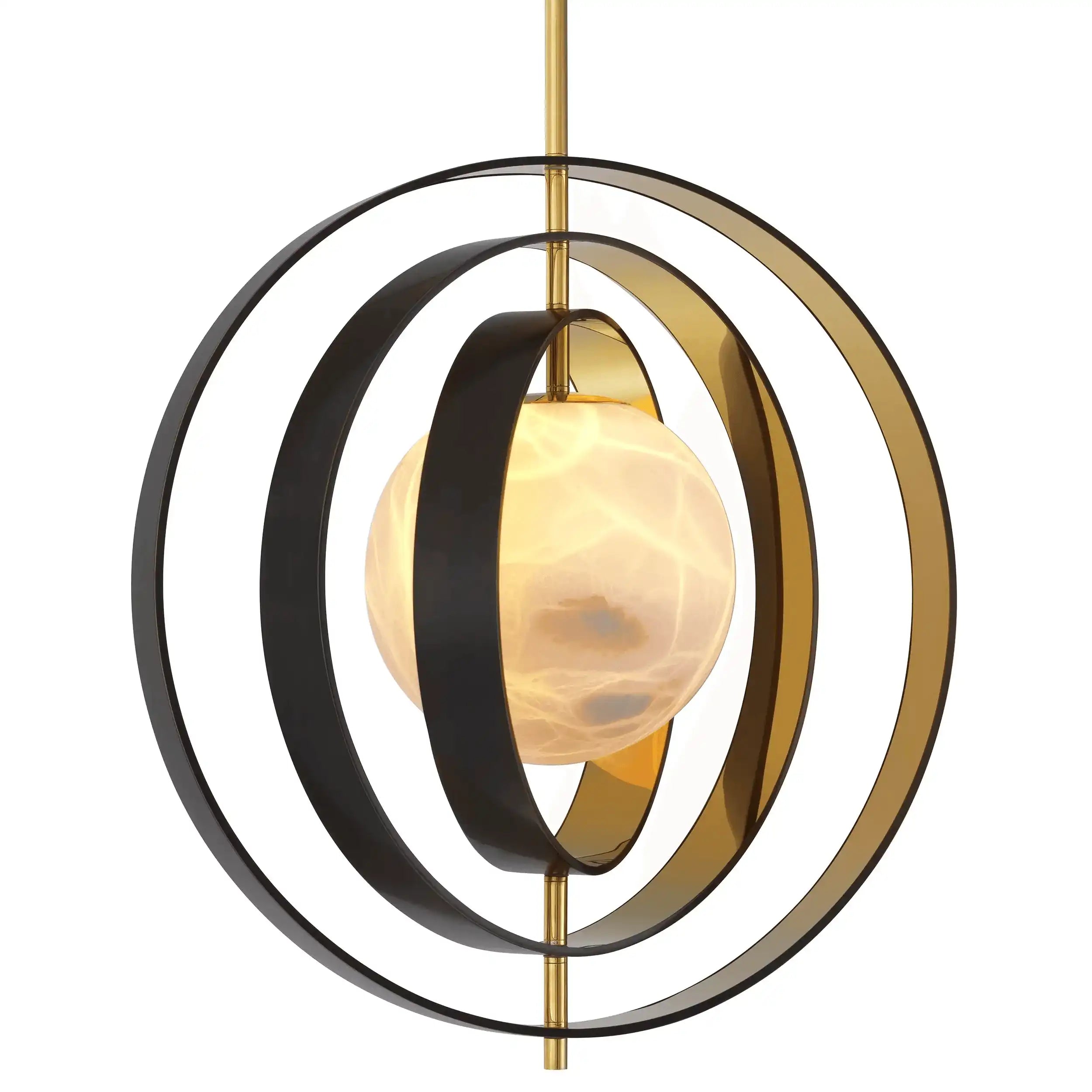 Pearl Hängeleuchte Bronze-Highlight-Finish Goldfinish Alabaster Material Unikat - HomeDesign Knaus