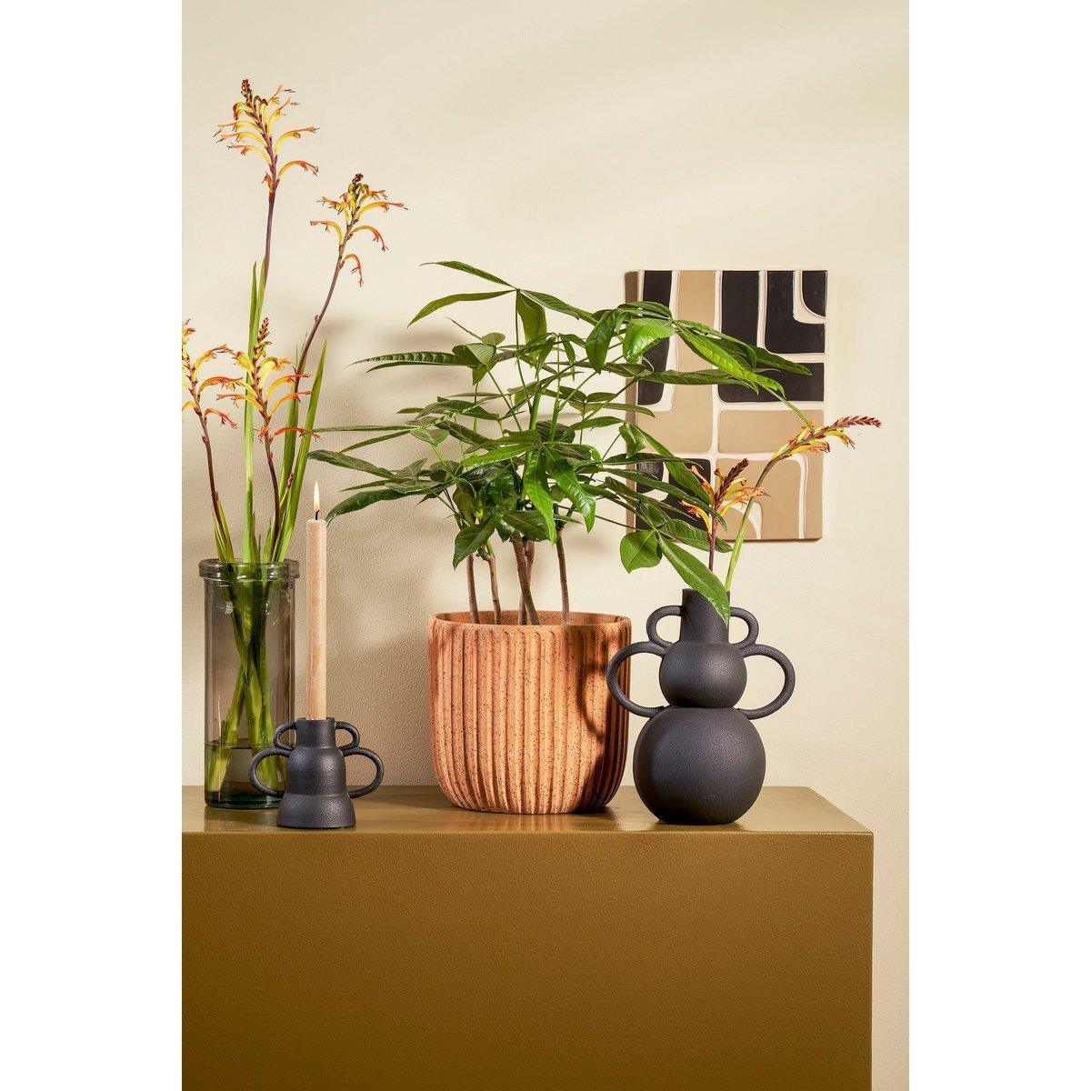 Pepe Vase - H28 x Ø12 cm - Recyceltes Glas - Grau - HomeDesign Knaus