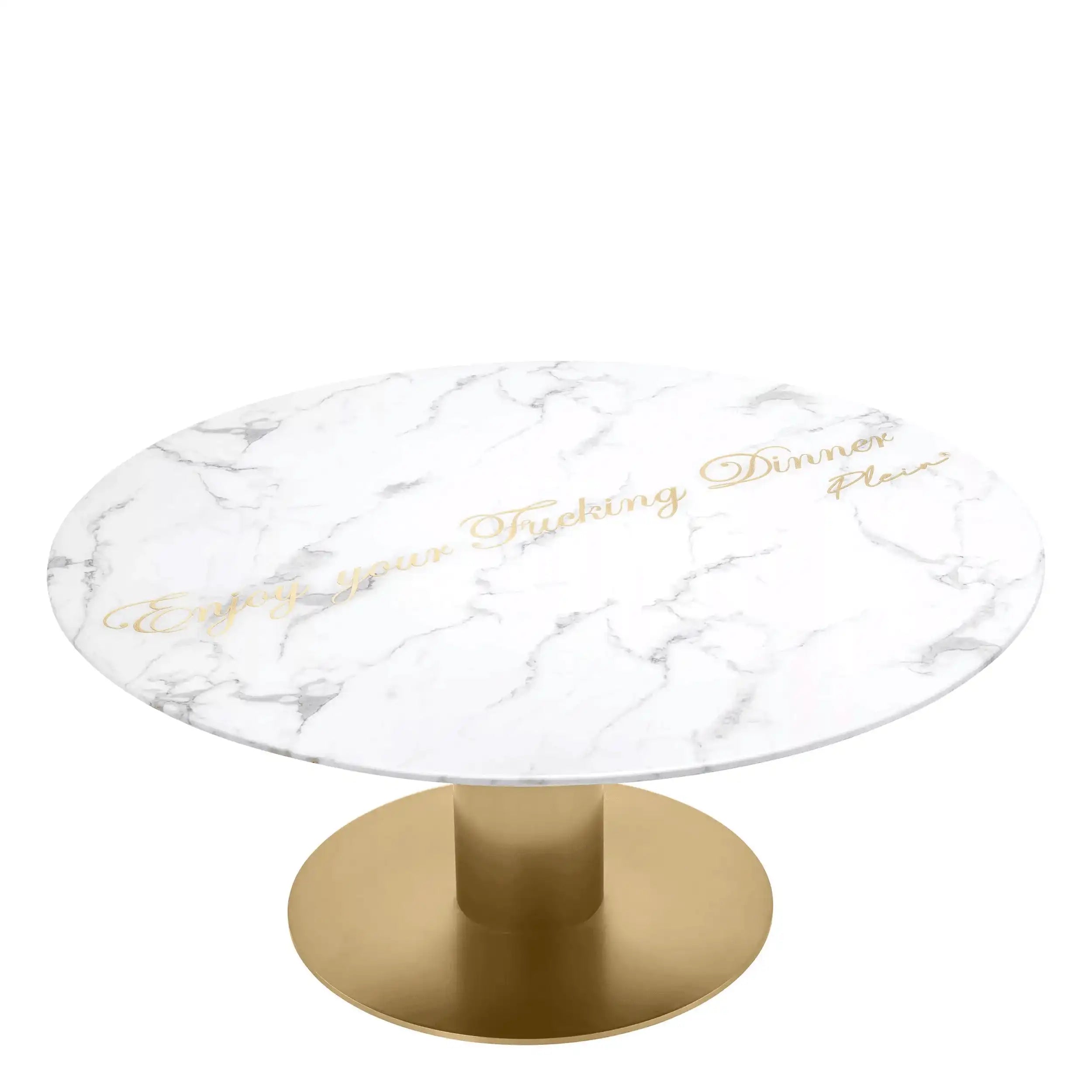 Philipp Plein GENIESSEN runder Esstisch Messing-Finish Marmor Limitiert - HomeDesign Knaus