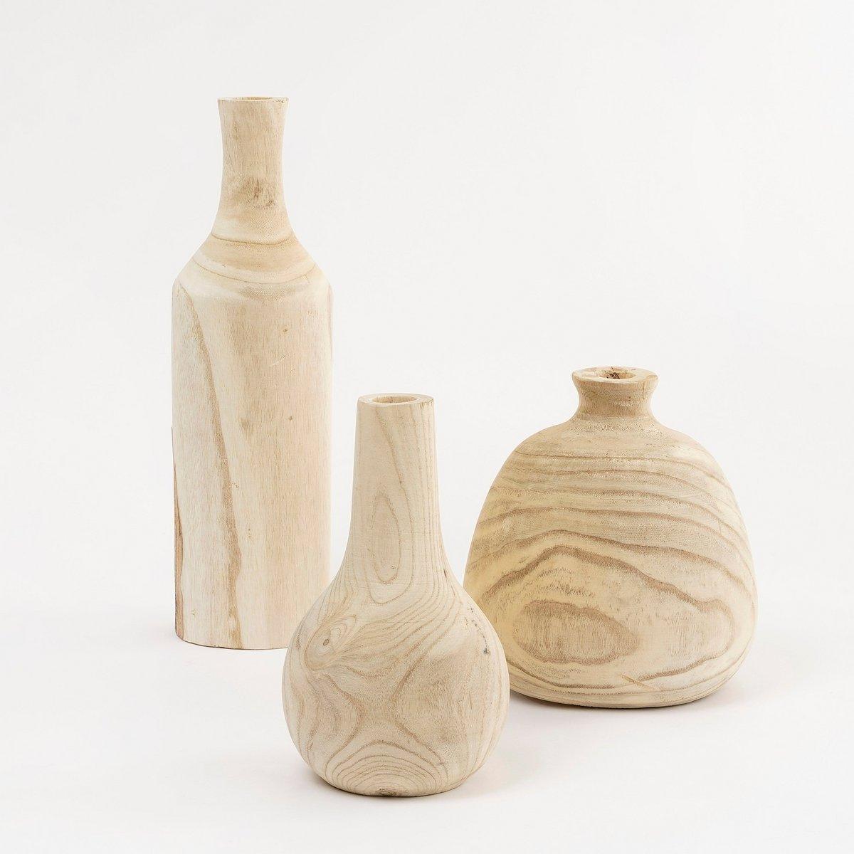 Pia Vase – H47 x Ø13 cm – Paulownia-Holz – Hellbraun - HomeDesign Knaus