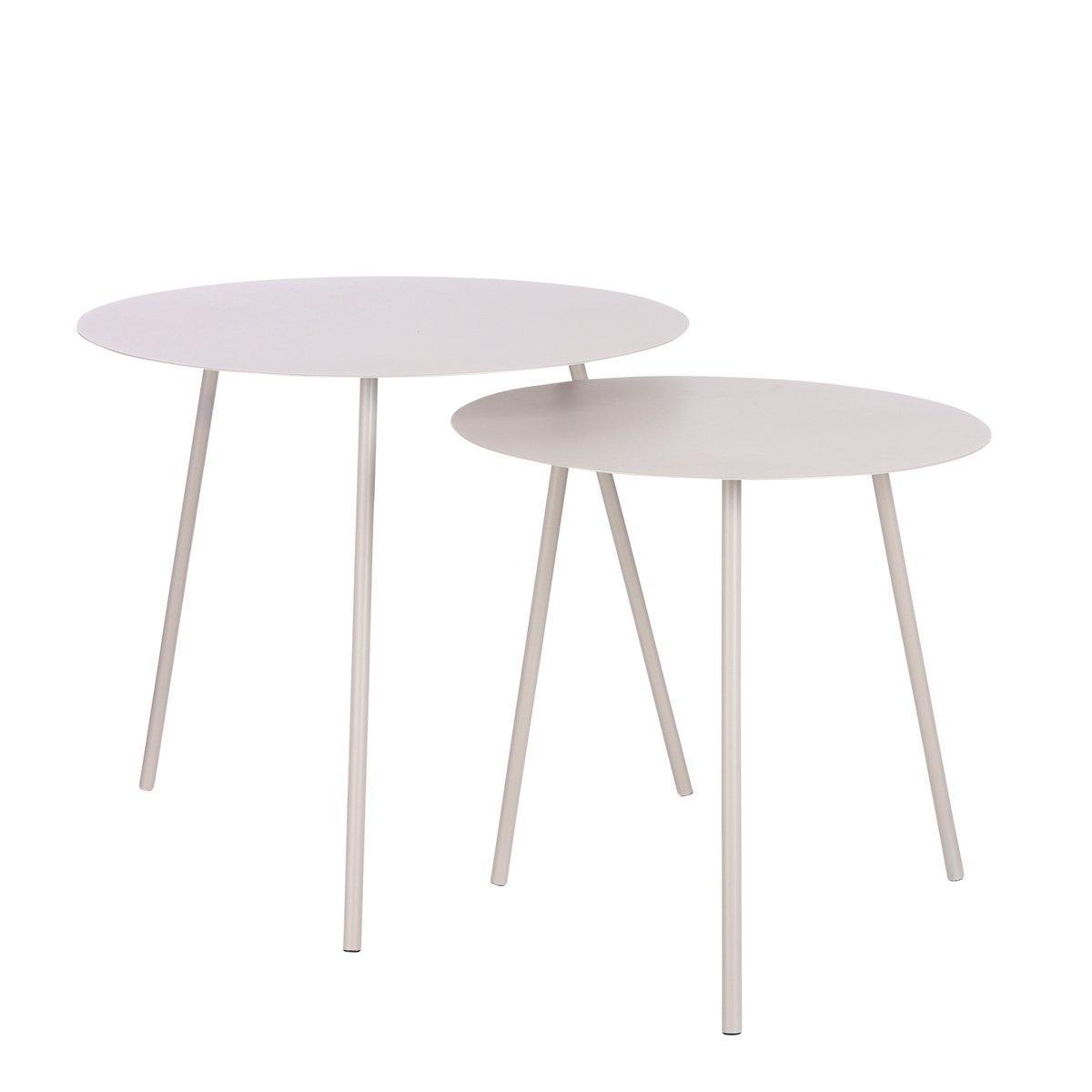 Pontus Beistelltisch – 2er-Set – H45 x Ø55 cm – Metall – Beige - HomeDesign Knaus