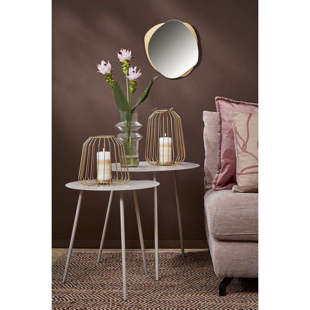 Pontus Beistelltisch – 2er-Set – H45 x Ø55 cm – Metall – Beige - HomeDesign Knaus