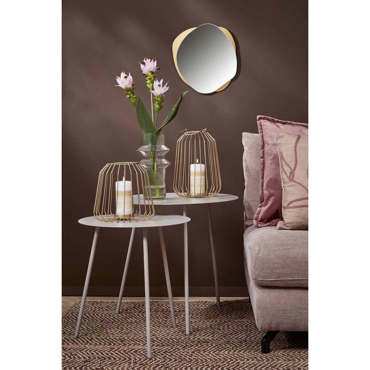 Pontus Beistelltisch – 2er-Set – H45 x Ø55 cm – Metall – Beige - HomeDesign Knaus
