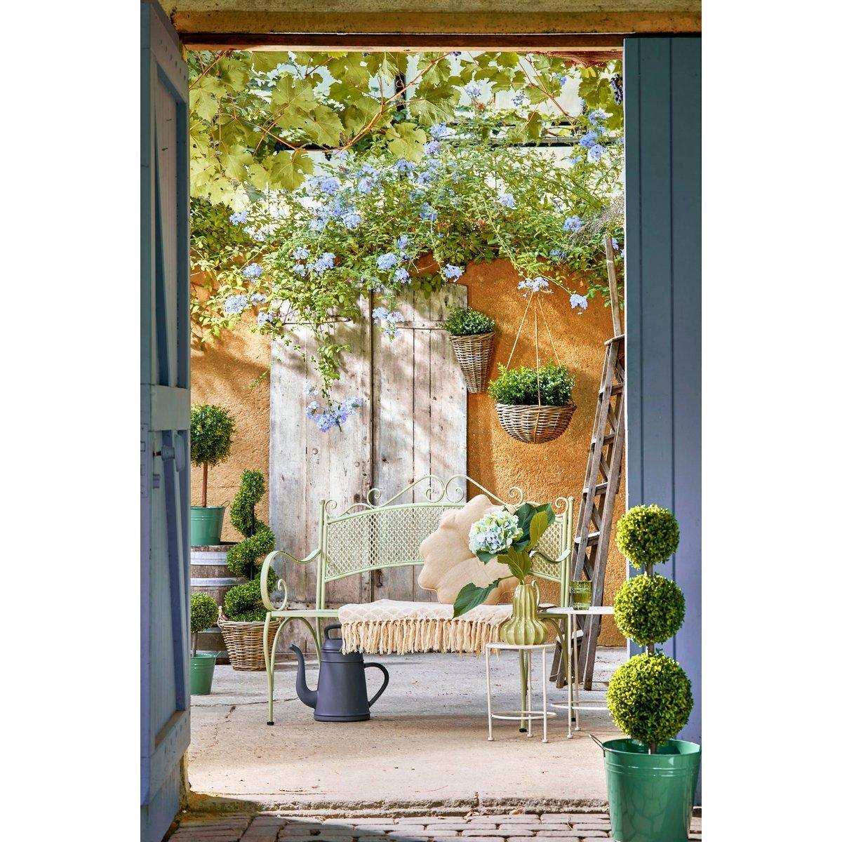 Provence Gartenbank – L107,5 x B50,5 x H91 cm – Metall – Hellgrün - HomeDesign Knaus