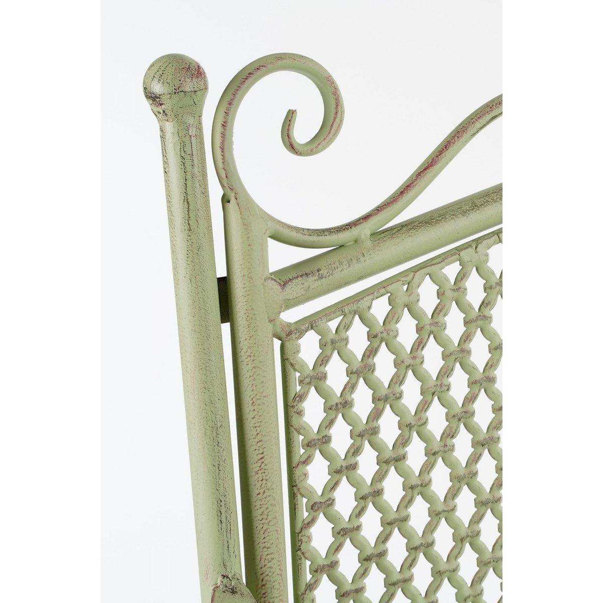 Provence Gartenbank – L107,5 x B50,5 x H91 cm – Metall – Hellgrün - HomeDesign Knaus