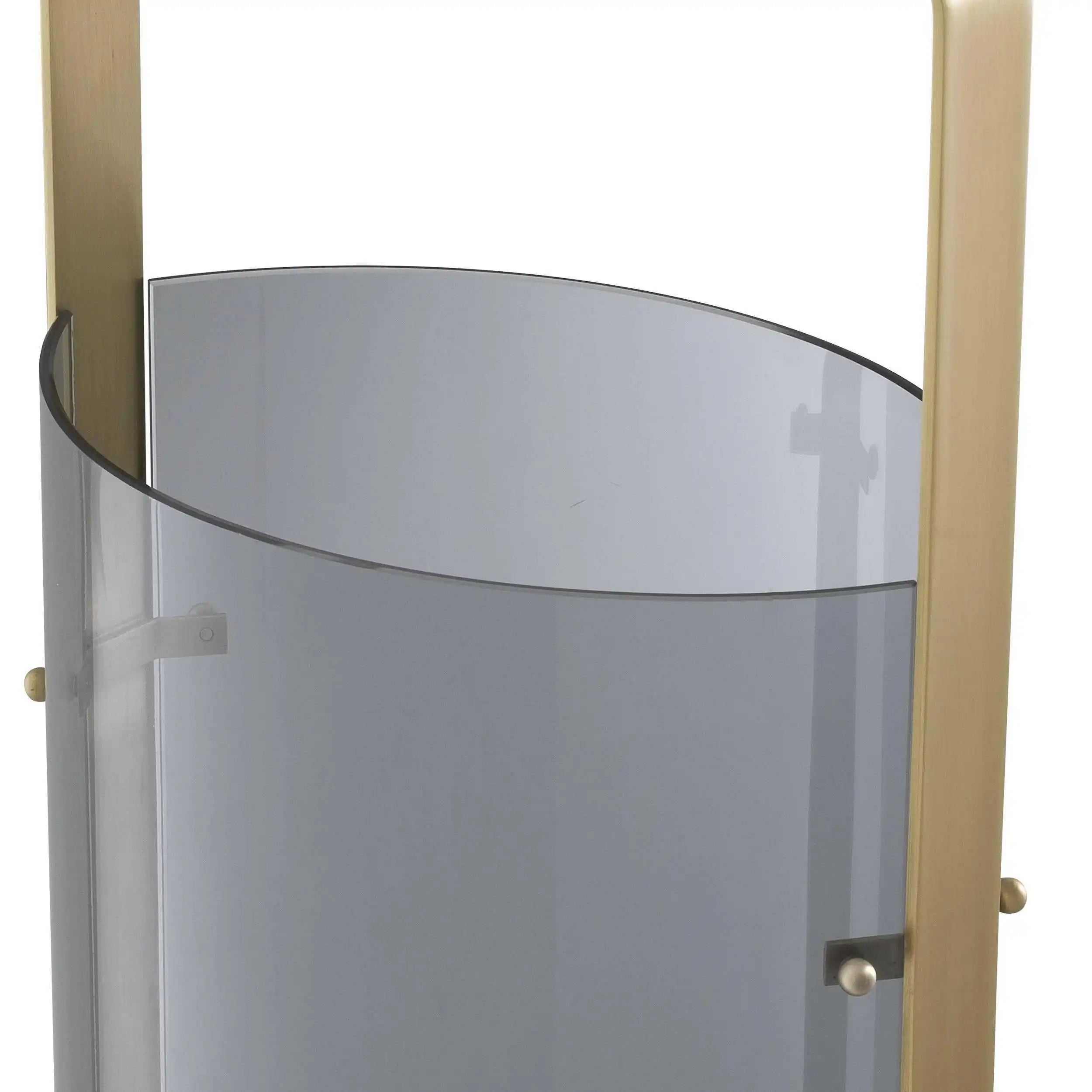 Reid Designer Windlicht Antikes Messingfinish Rauchglas Handgefertigt - HomeDesign Knaus