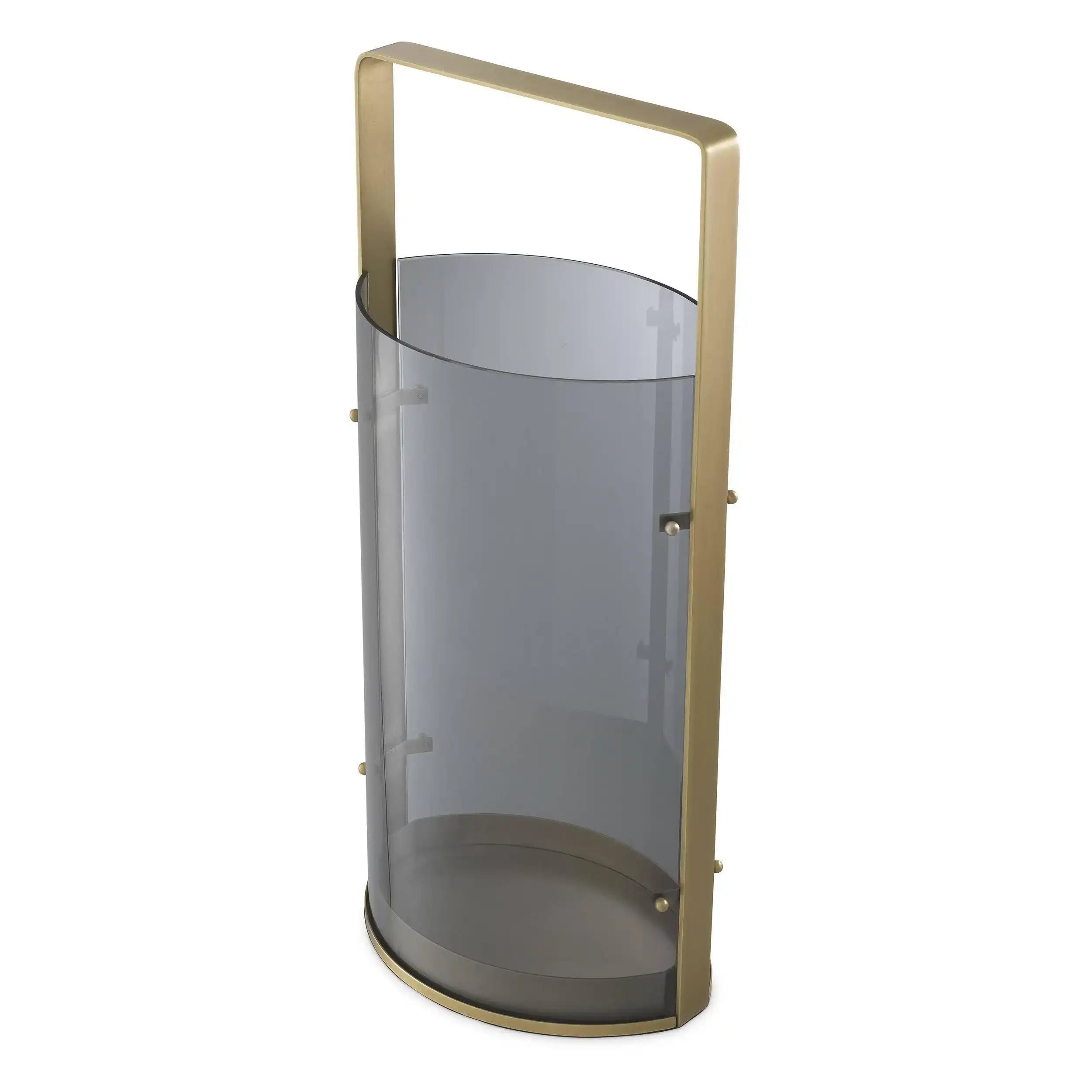 Reid Designer Windlicht Antikes Messingfinish Rauchglas Handgefertigt - HomeDesign Knaus