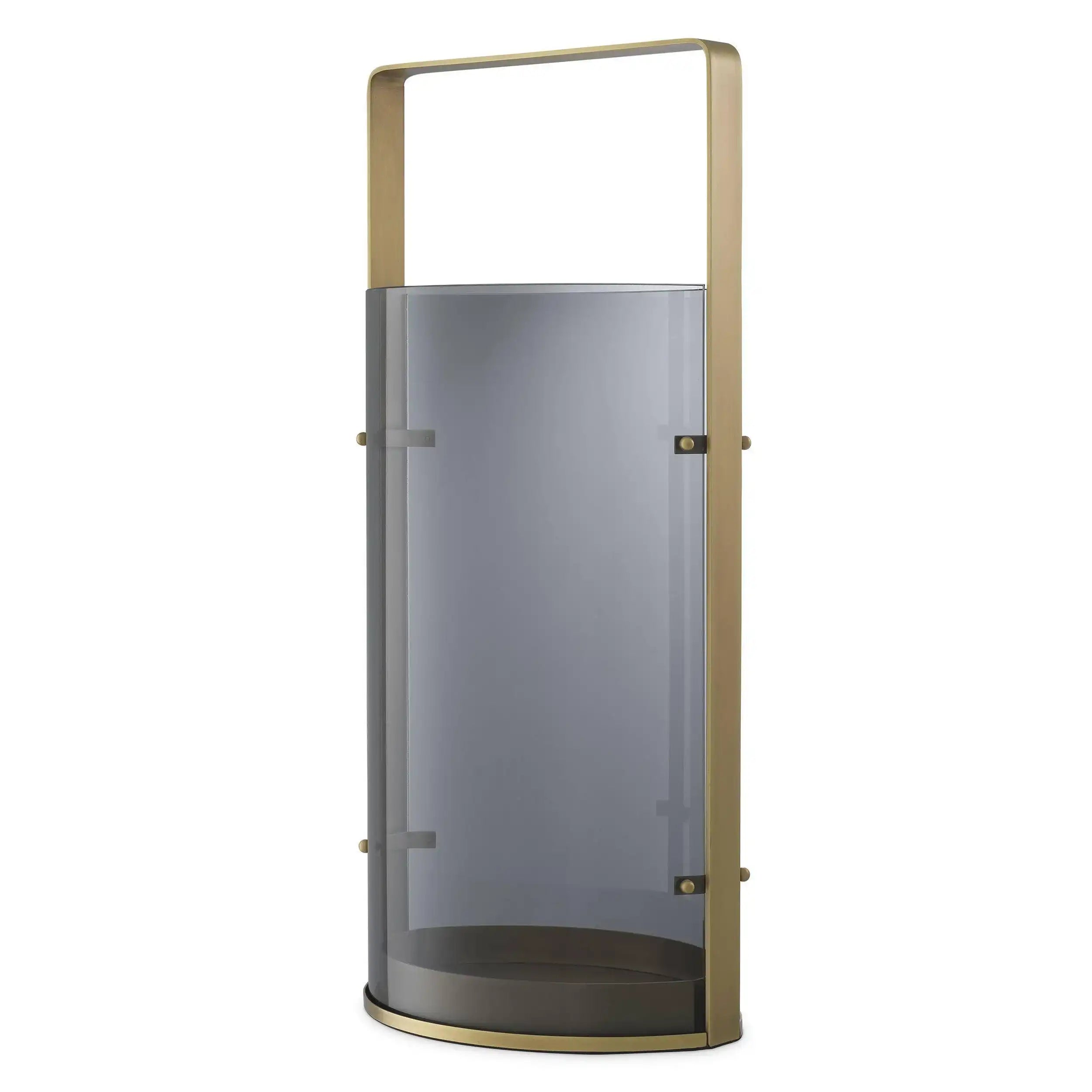 Reid Designer Windlicht Antikes Messingfinish Rauchglas Handgefertigt - HomeDesign Knaus
