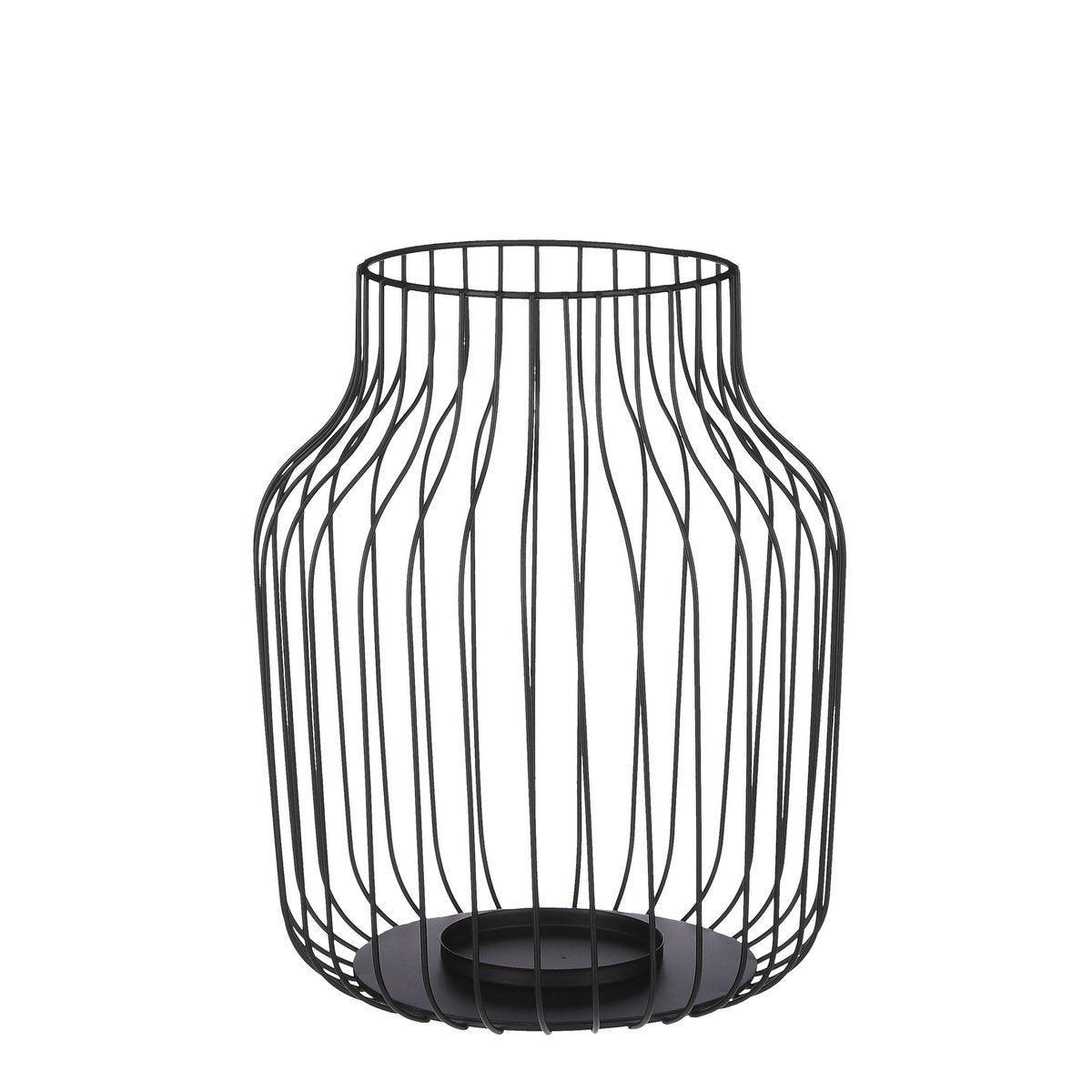 Saga-Laterne – H35,5 x Ø28 cm – Schwarz - HomeDesign Knaus