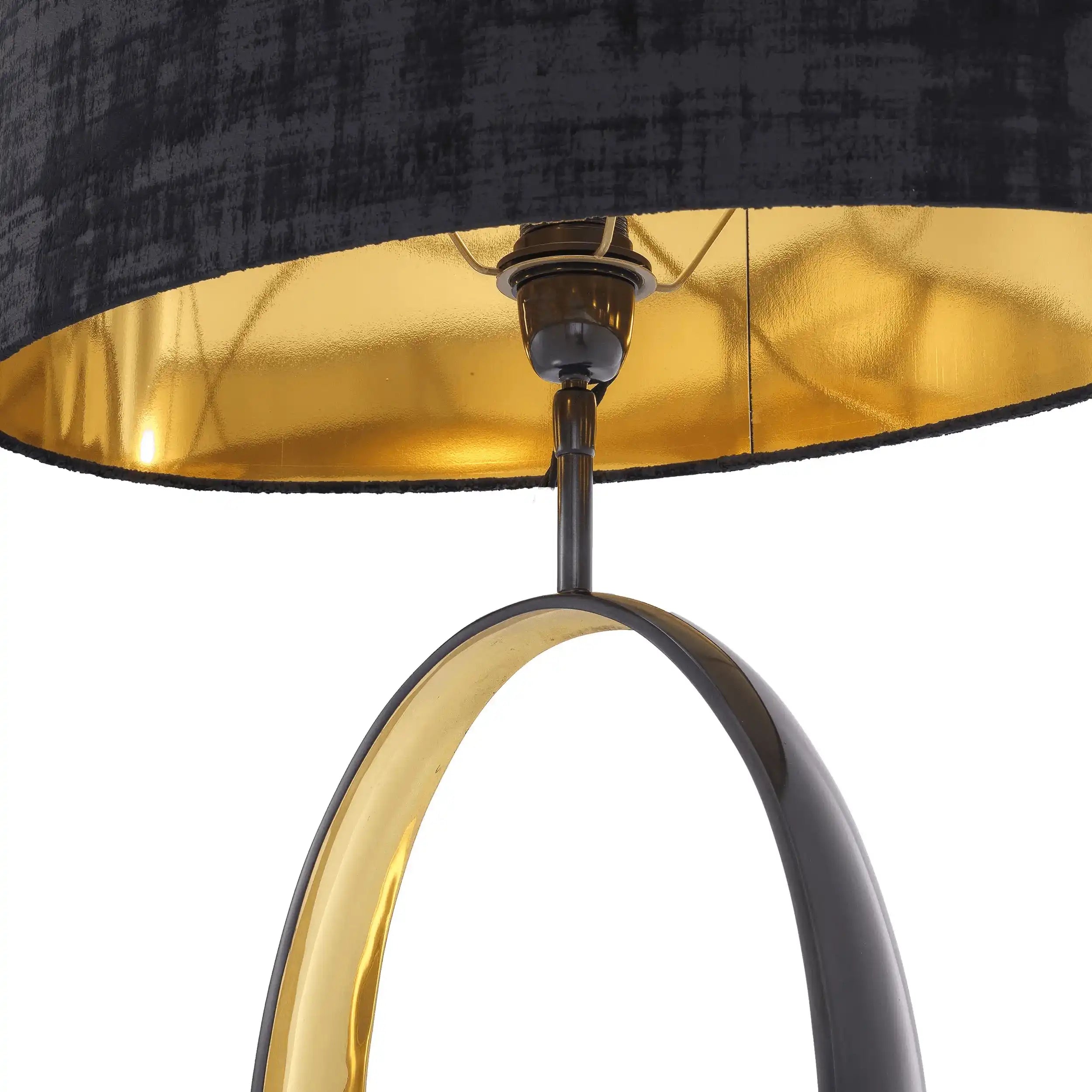 Saturnia Tischleuchte Gunmetal-Finish poliertes Messing Granitsockel - HomeDesign Knaus