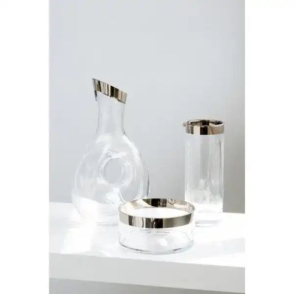 Schale Dekoschale Grit, mundgeblasenes Kristallglas mit Platinrand 15 cm - HomeDesign Knaus
