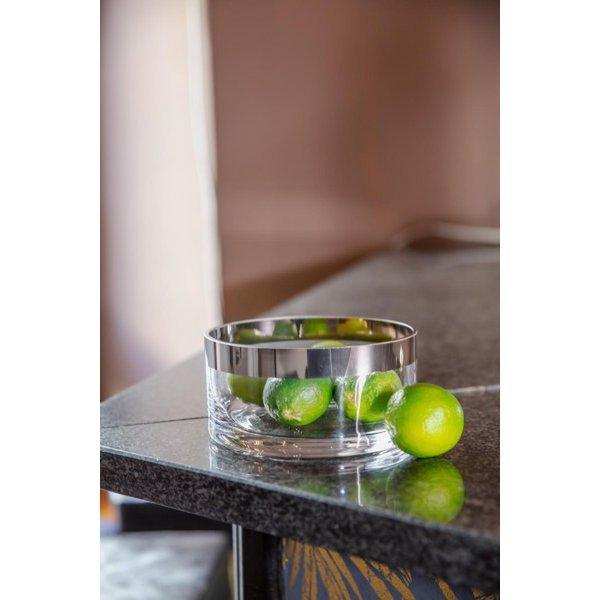 Schale Dekoschale Grit, mundgeblasenes Kristallglas mit Platinrand 15 cm - HomeDesign Knaus