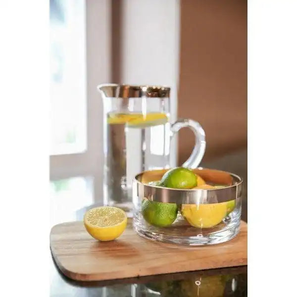 Schale Dekoschale Grit, mundgeblasenes Kristallglas mit Platinrand 15 cm - HomeDesign Knaus