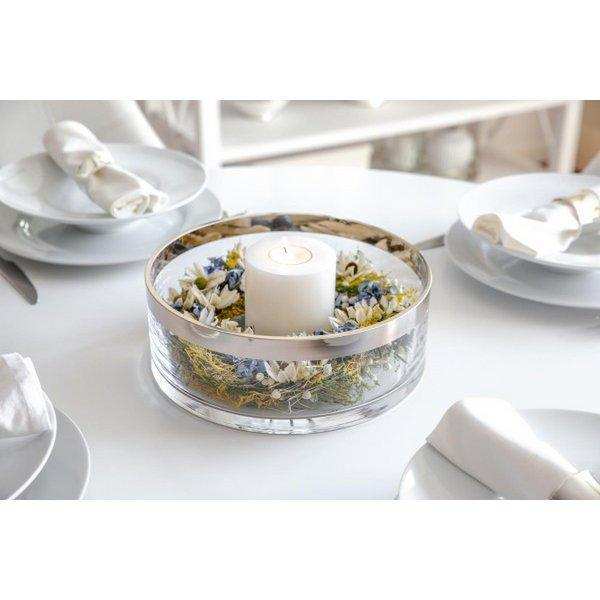 Schale Dekoschale Grit, mundgeblasenes Kristallglas mit Platinrand 25 cm - HomeDesign Knaus