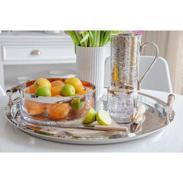 Schale Dekoschale Grit, mundgeblasenes Kristallglas mit Platinrand 25 cm - HomeDesign Knaus
