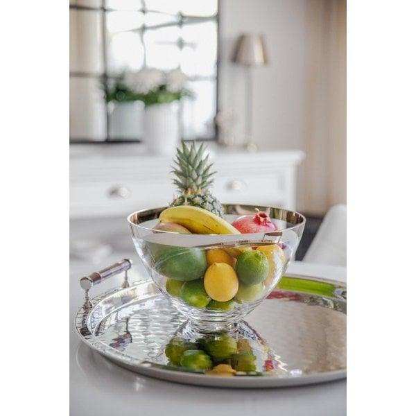 Schale Dekoschale Holly, mundgeblasenes Kristallglas mit Platinrand 30 cm - HomeDesign Knaus