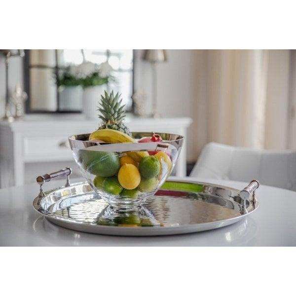 Schale Dekoschale Holly, mundgeblasenes Kristallglas mit Platinrand 30 cm - HomeDesign Knaus