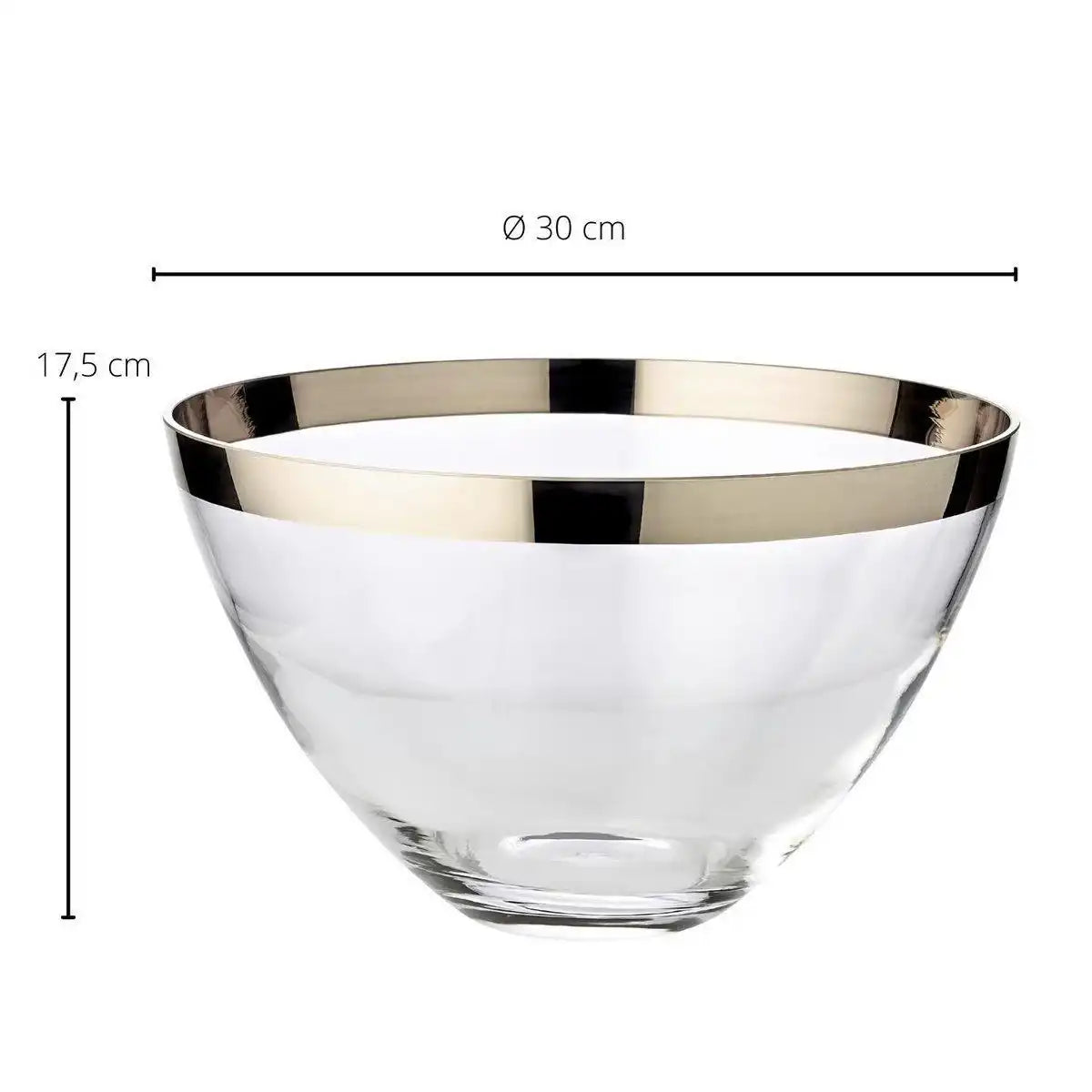 Schale Dekoschale Holly, mundgeblasenes Kristallglas mit Platinrand 30 cm - HomeDesign Knaus