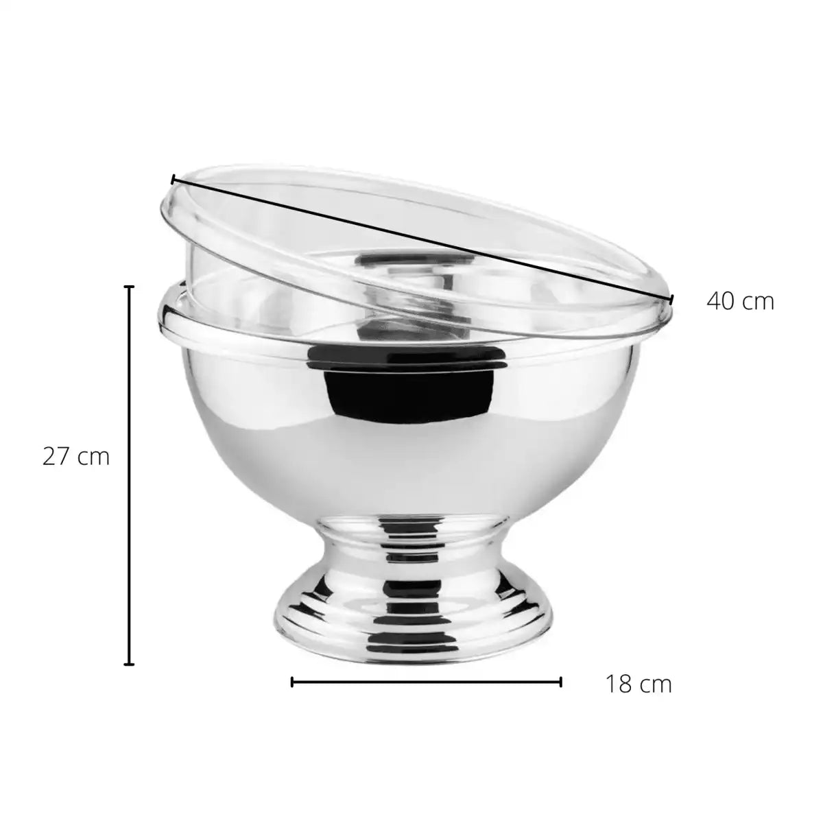 Schale Servierschale Somerset mit transparentem Einsatz, schwerversilbert, Durchmesser 40 cm - HomeDesign Knaus