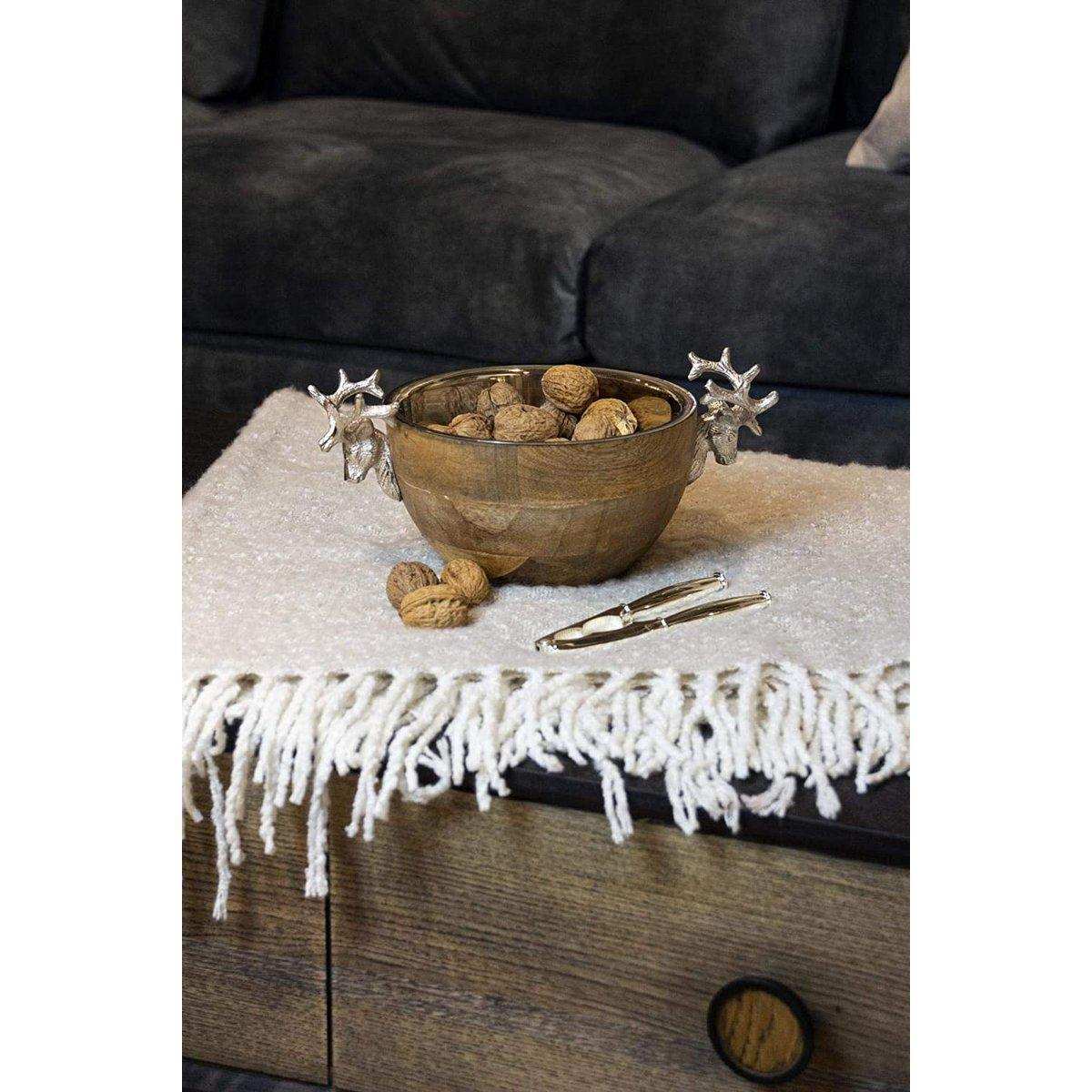 Schale Snackschale Dekoschale Hirsch, Mangoholz, Aluminium vernickelt - HomeDesign Knaus