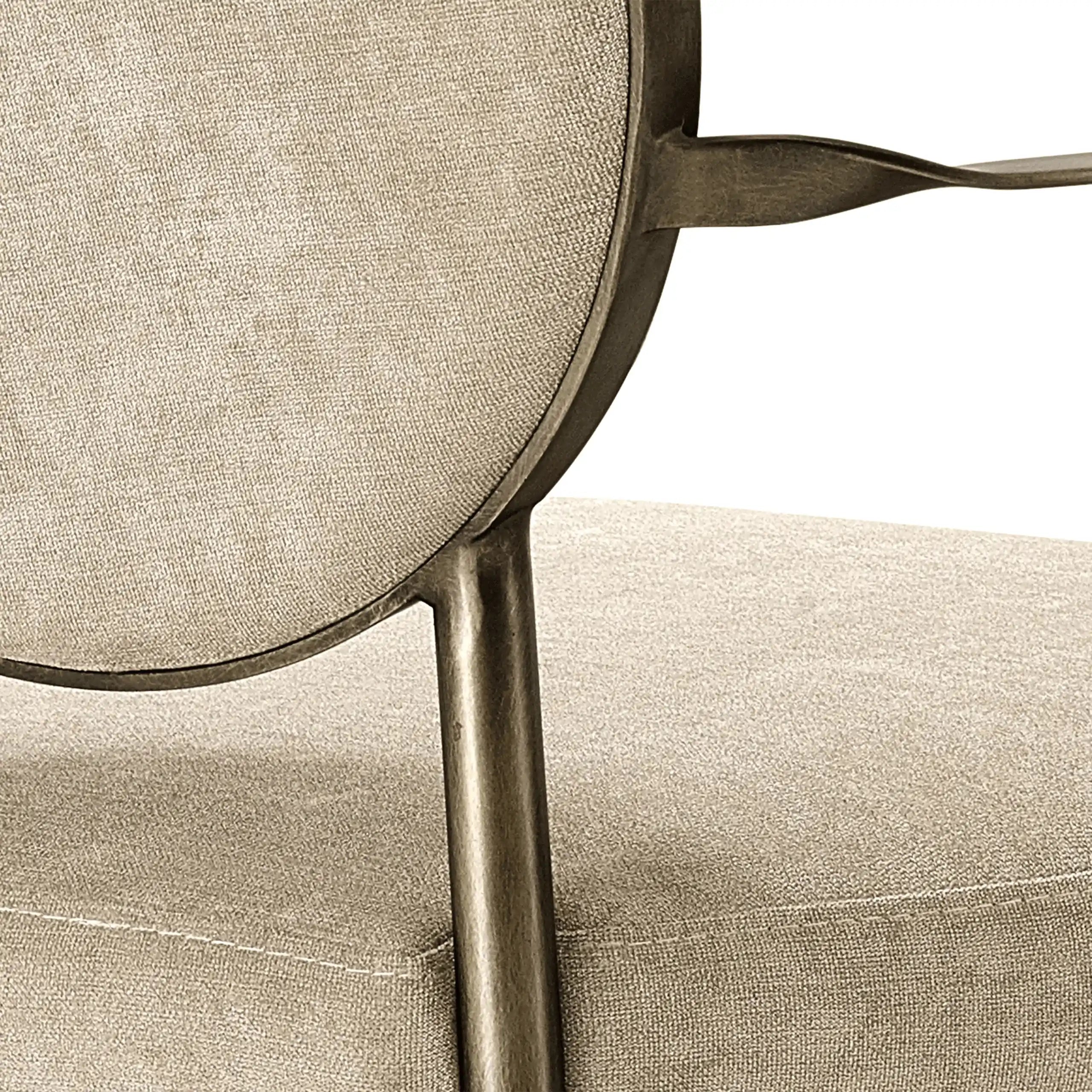 Scribe Esszimmerstuhl Terylen Dunkles Messingfinish Greige-Samt mit Armlehne Stuhl - HomeDesign Knaus