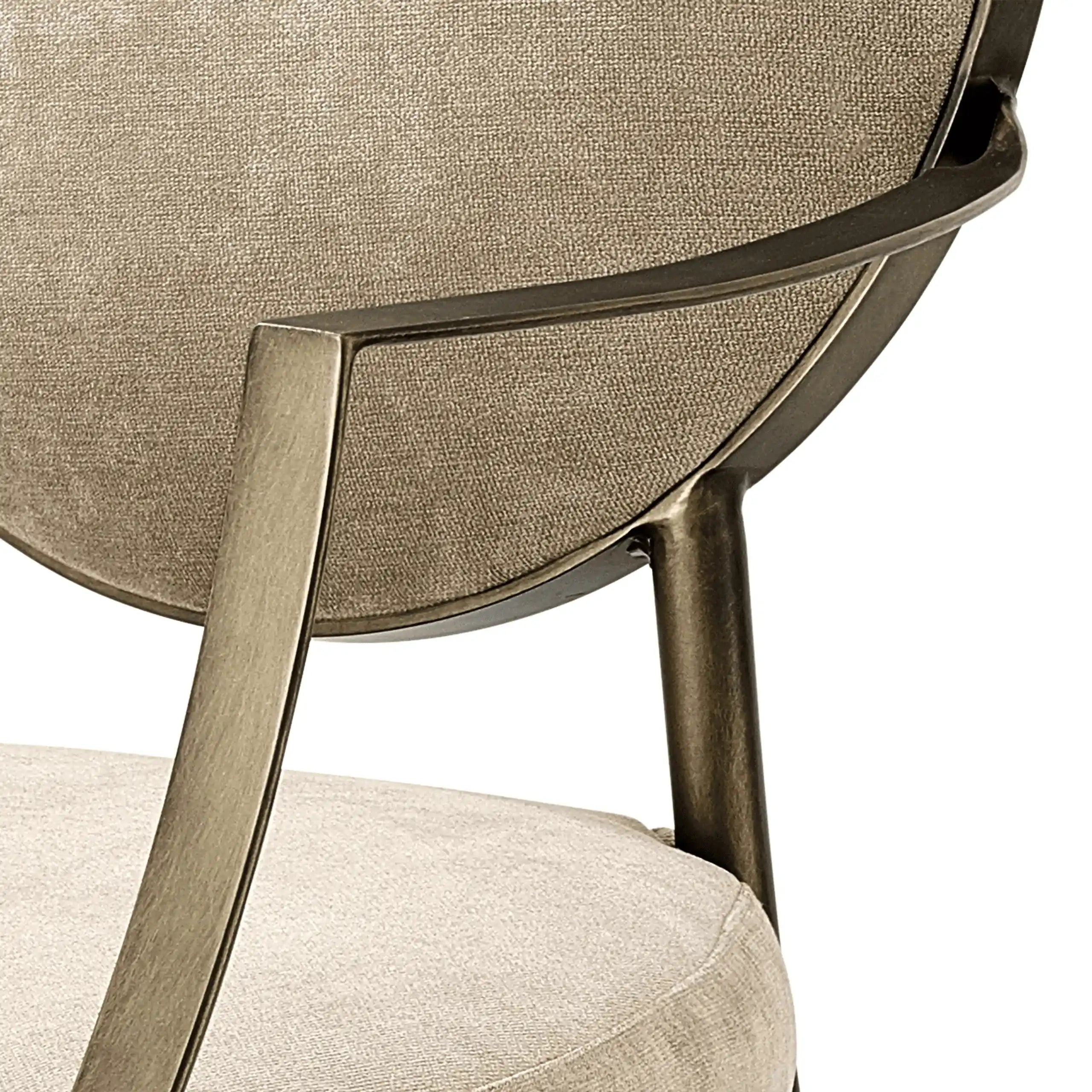 Scribe Esszimmerstuhl Terylen Dunkles Messingfinish Greige-Samt mit Armlehne Stuhl - HomeDesign Knaus