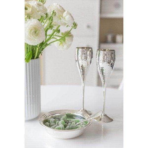 Sektkelch Sektflöte Dodo, gehämmert, edel versilbert, Höhe 23 cm 200 ml - HomeDesign Knaus