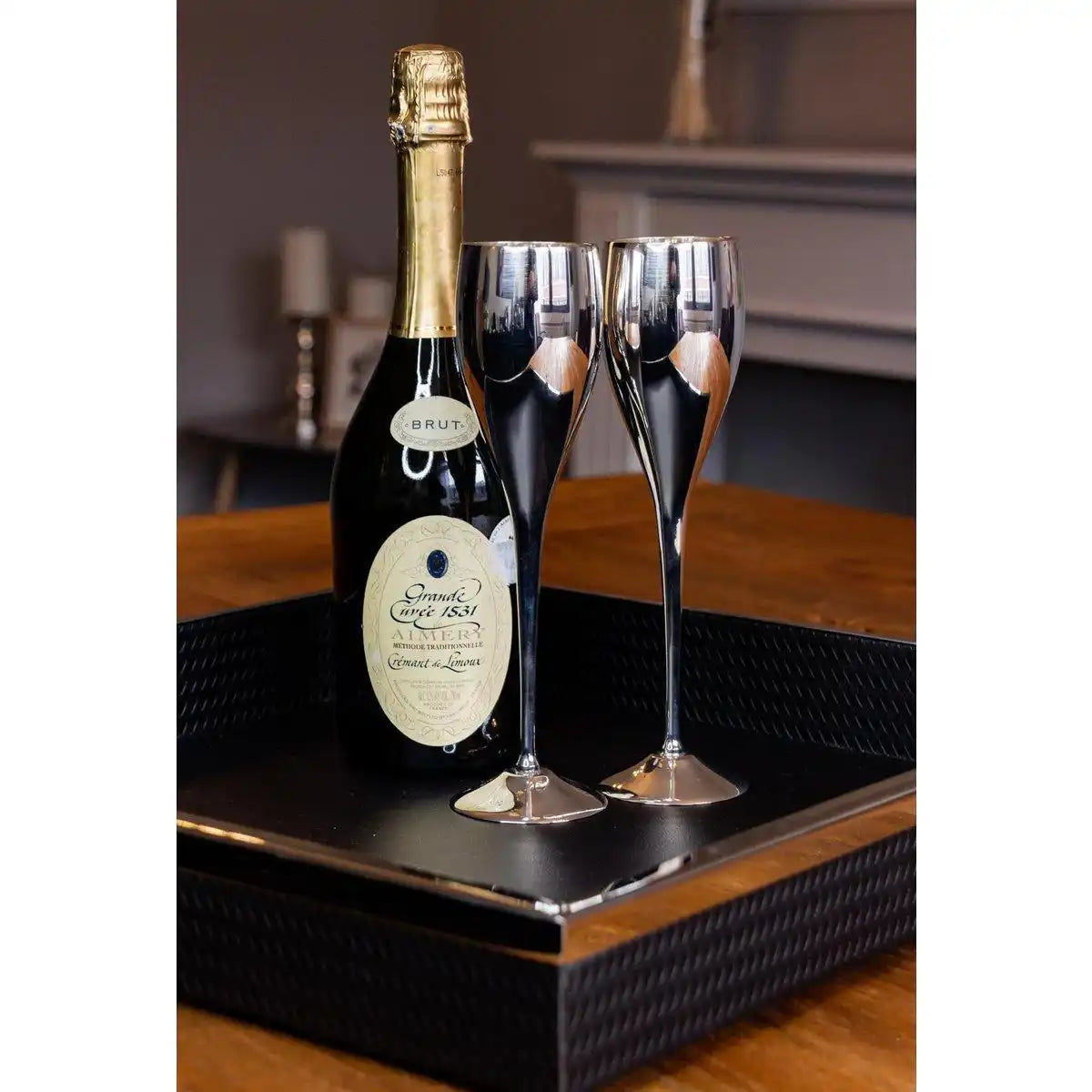 Sektkelch Sektglas Dodo, edel versilbert, Höhe 23 cm 200 ml - HomeDesign Knaus