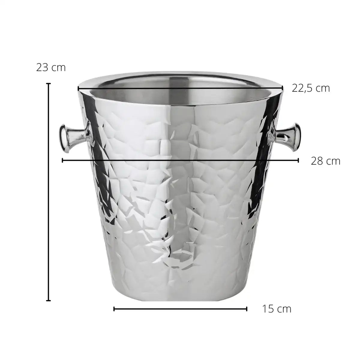 Sektkühler Capri mit Griffen, Edelstahl hochglanzpoliert, außen gemustert 22 cm - HomeDesign Knaus