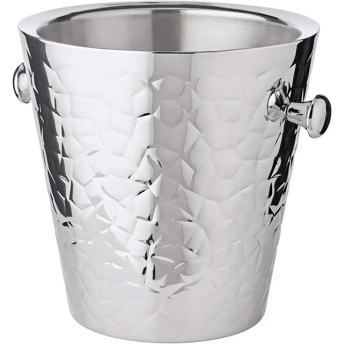 Sektkühler Capri mit Griffen, Edelstahl hochglanzpoliert, außen gemustert 22 cm - HomeDesign Knaus