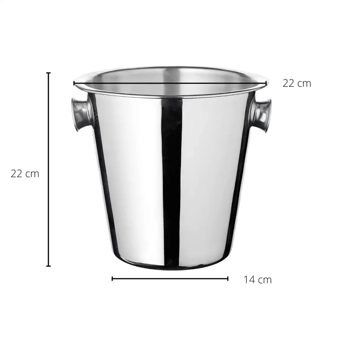 Sektkühler Joey mit Griffen, Edelstahl hochglanzpoliert, Höhe 23 cm, Durchmesser 21 cm - HomeDesign Knaus