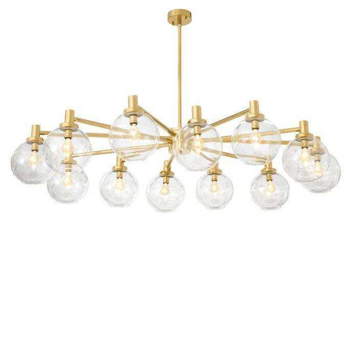 Selva Kronleuchter Gold Finish sauberes Glas Exclusiv Handanfertigung 150 cm - HomeDesign Knaus