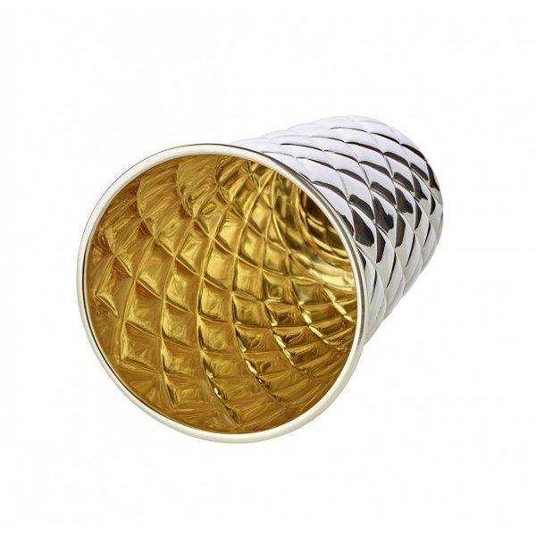 Silberbecher Pilar mit Rautenmuster, schwerversilbert, innen Goldoptik (Messing poliert), Höhe 10 cm - HomeDesign Knaus