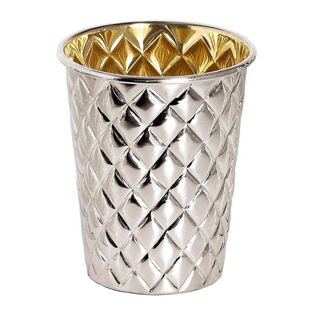 Silberbecher Pilar mit Rautenmuster, schwerversilbert, innen Goldoptik (Messing poliert), Höhe 10 cm - HomeDesign Knaus