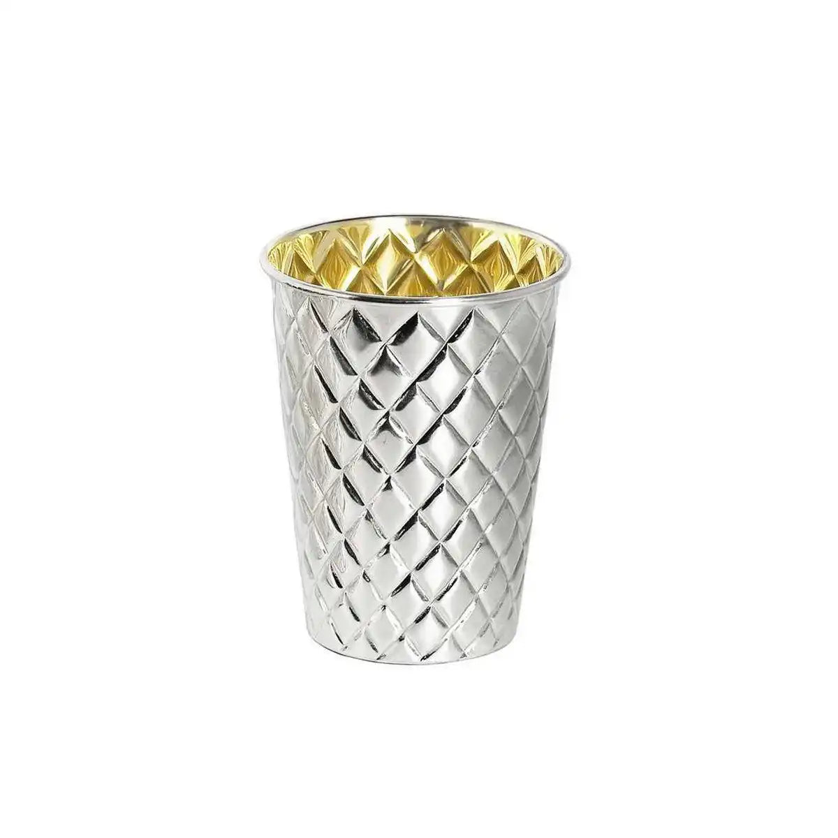 Silberbecher Pilar mit Rautenmuster, schwerversilbert, innen Goldoptik (Messing poliert), Höhe 11 cm - HomeDesign Knaus