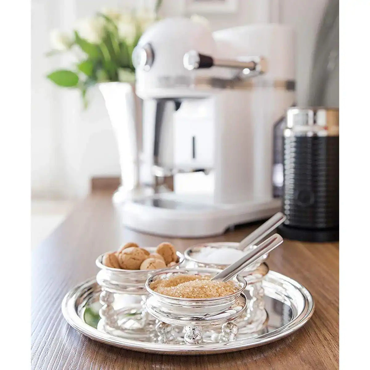 Snackschale / Schälchen auf Füßen Santa, schwerversilbert, Durchmesser 8 cm, Höhe 4 cm - HomeDesign Knaus