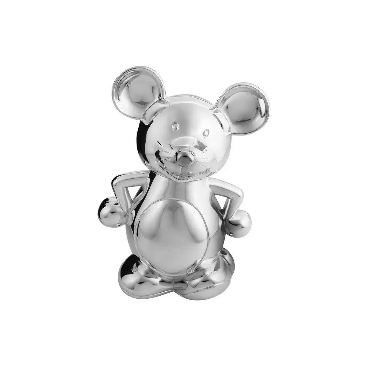 Spardose Sparbüchse Maus, edel versilbert, anlaufgeschützt, Höhe 19 cm - HomeDesign Knaus