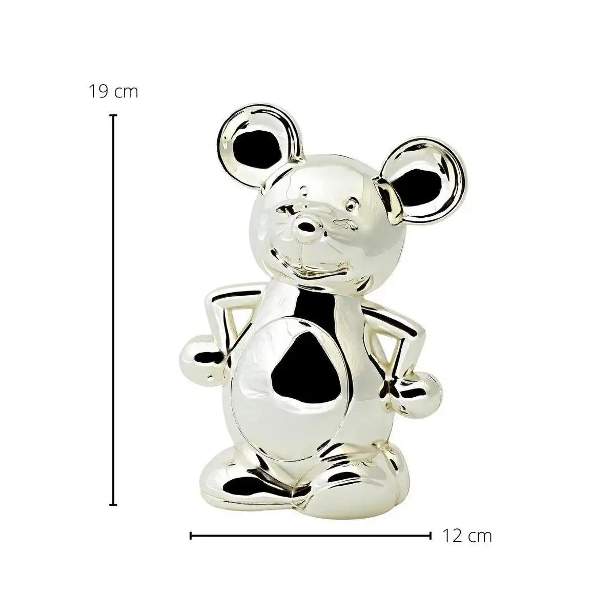 Spardose Sparbüchse Maus, edel versilbert, anlaufgeschützt, Höhe 19 cm - HomeDesign Knaus
