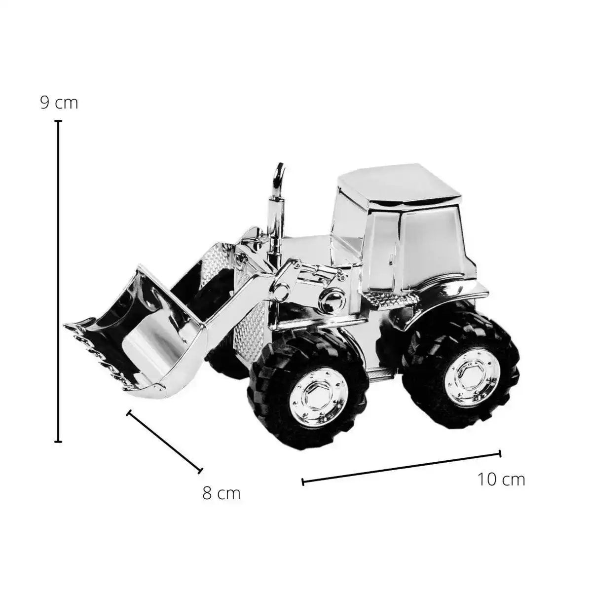 Spardose Sparbüchse Traktor Trecker, edel versilbert, anlaufgeschützt, Höhe 9 cm - HomeDesign Knaus