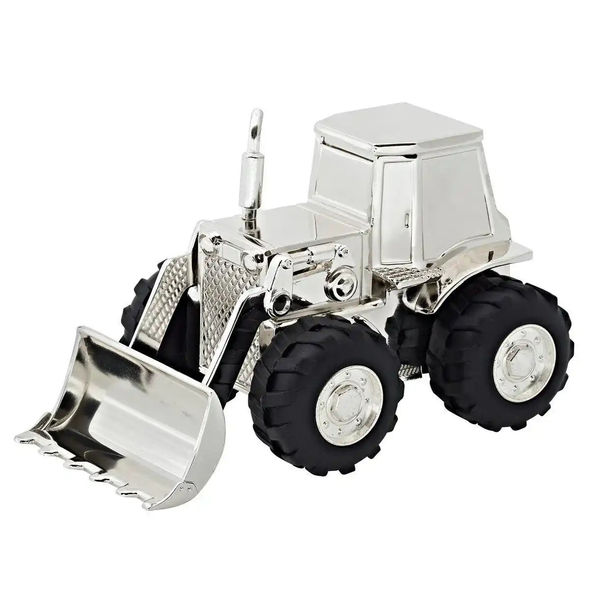 Spardose Sparbüchse Traktor Trecker, edel versilbert, anlaufgeschützt, Höhe 9 cm - HomeDesign Knaus
