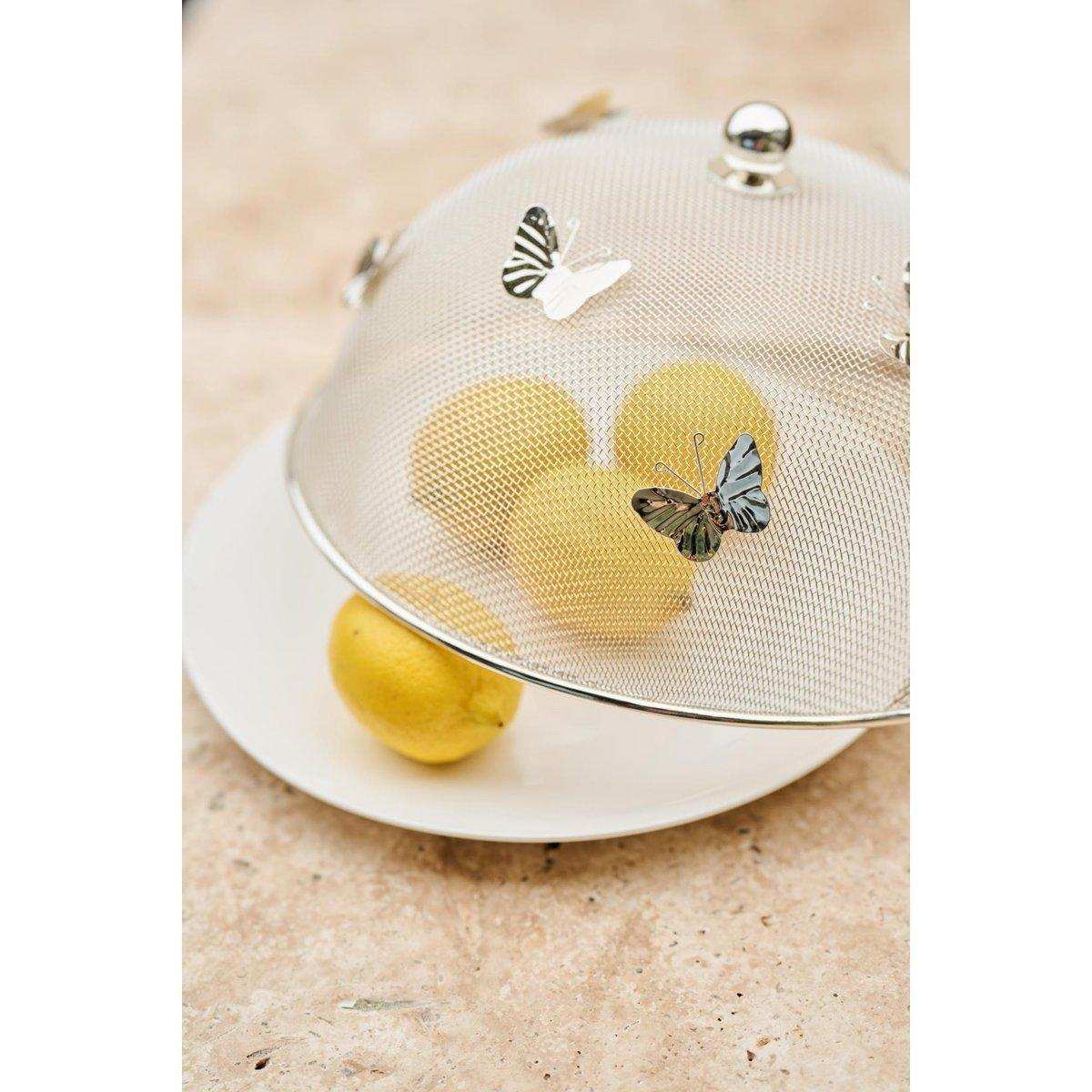 Speiseschirm Schutzhaube Butterfly, edel versilbert, anlaufgeschützt, Durchmesser 30 cm - HomeDesign Knaus