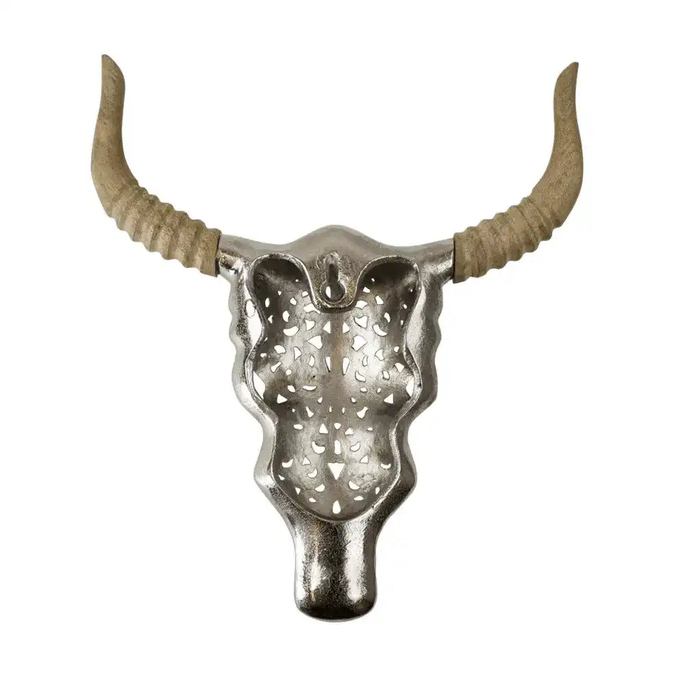Stier Wandekoration Schädel gestochen Holz Wanddekoobjekt 50cm - HomeDesign Knaus