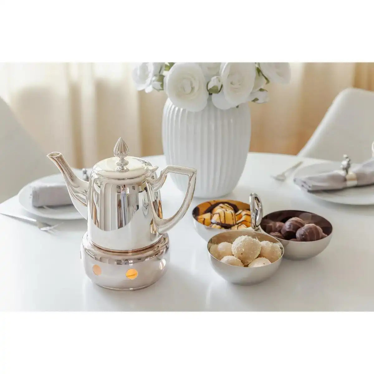 Stövchen Sheffield, schwerversilbert, Durchmesser 14 cm, Höhe 7 cm - HomeDesign Knaus