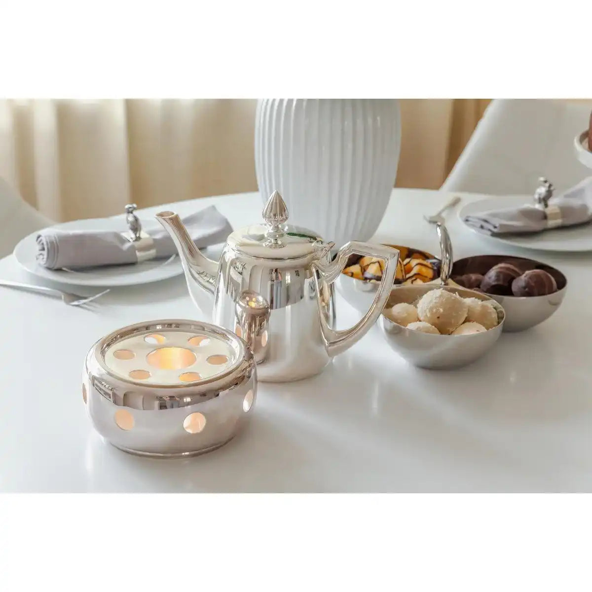 Stövchen Sheffield, schwerversilbert, Durchmesser 14 cm, Höhe 7 cm - HomeDesign Knaus
