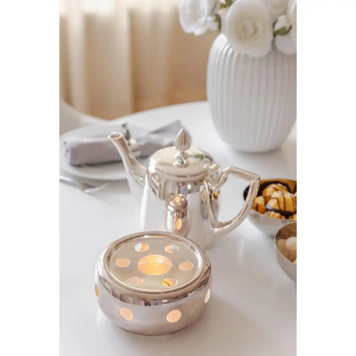 Stövchen Sheffield, schwerversilbert, Durchmesser 14 cm, Höhe 7 cm - HomeDesign Knaus