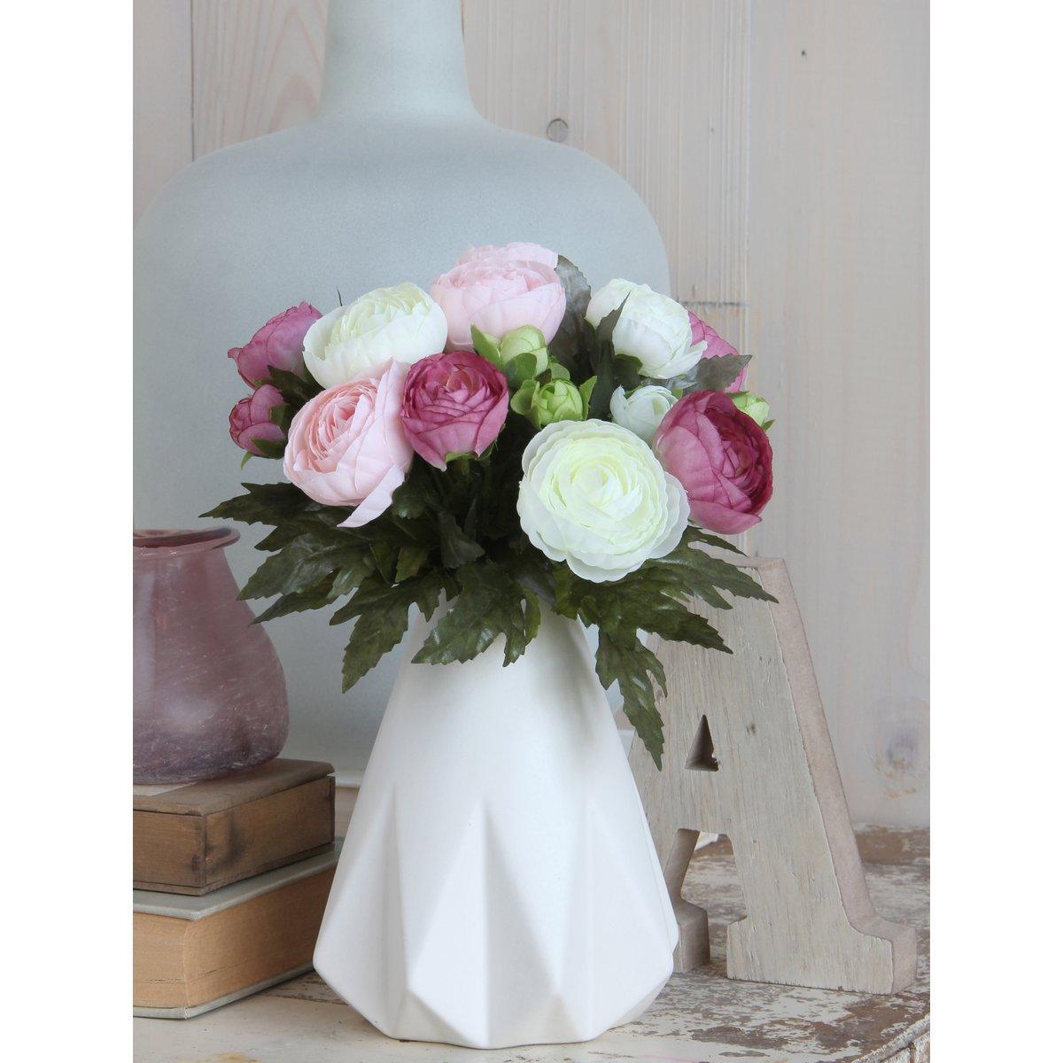 Strauß künstlicher Ranunkelblumen – H22 x Ø19 cm – Rosa - HomeDesign Knaus