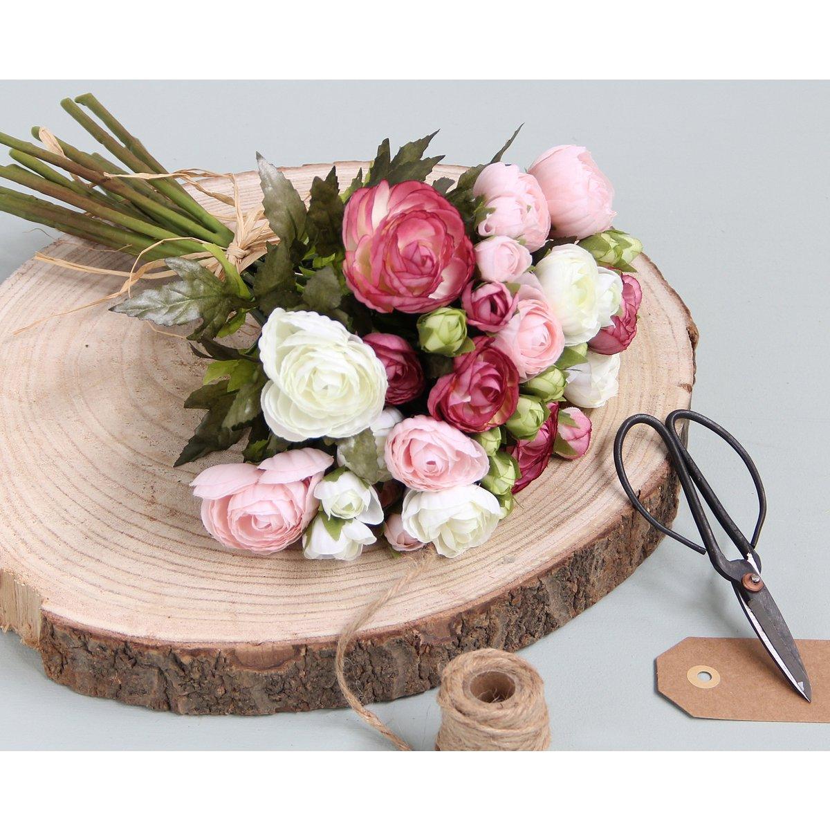 Strauß künstlicher Ranunkelblumen – H35 x Ø26 cm – Rosa - HomeDesign Knaus