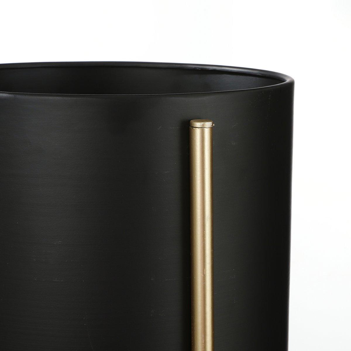 Sverre Blumentopf auf Ständer – H28 x Ø19 cm – Schwarz, Gold - HomeDesign Knaus